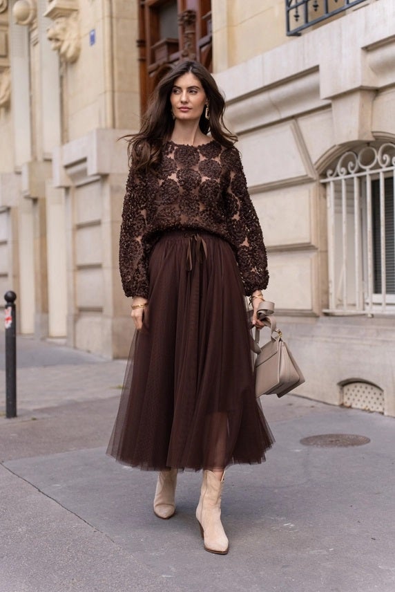 Aria Chocolate Tulle Skirt | Lillobellaboutique.com
