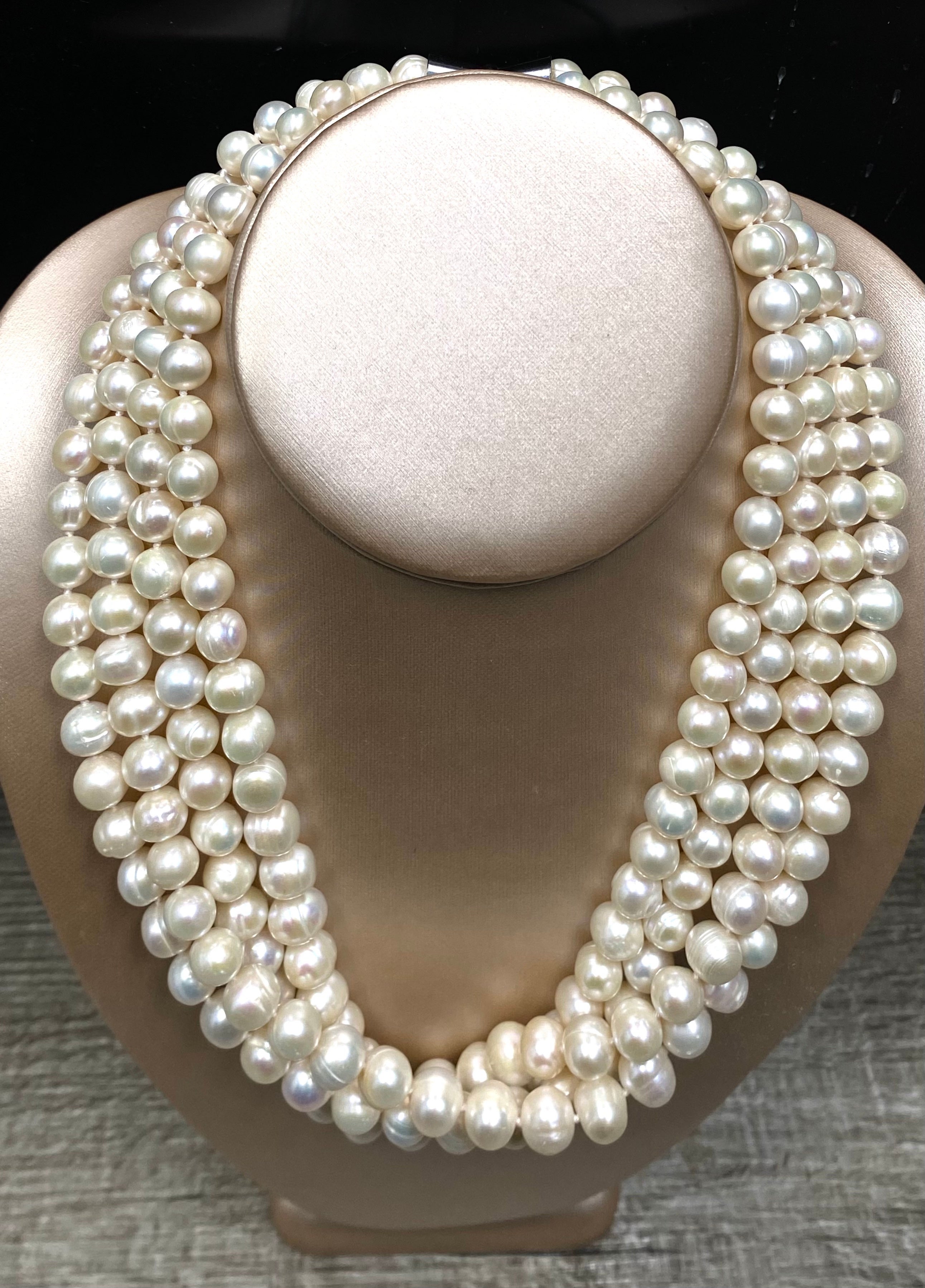 Multi-Strand Mother of Pearl and Silver Statement Necklace – Sharon  Cipriano Jewelry