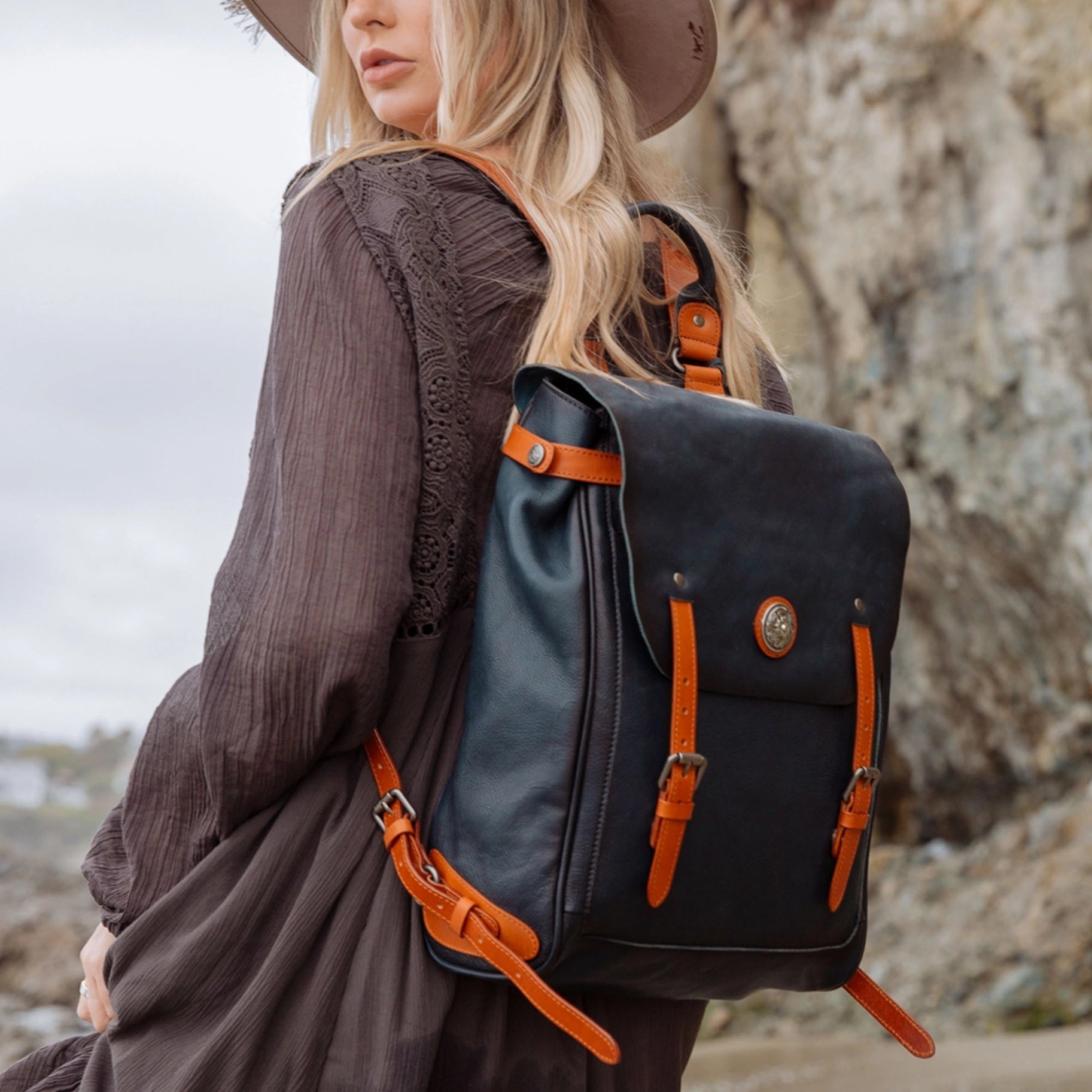 Old trend lawnwood leather backpack on sale