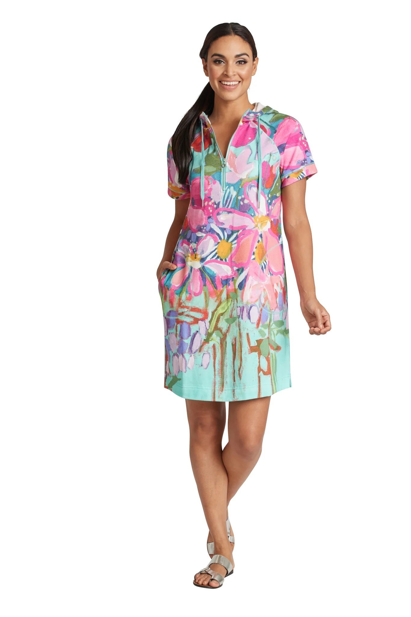 Down by the Ponds Edge short sleeve hoodie dress Lillo Bella