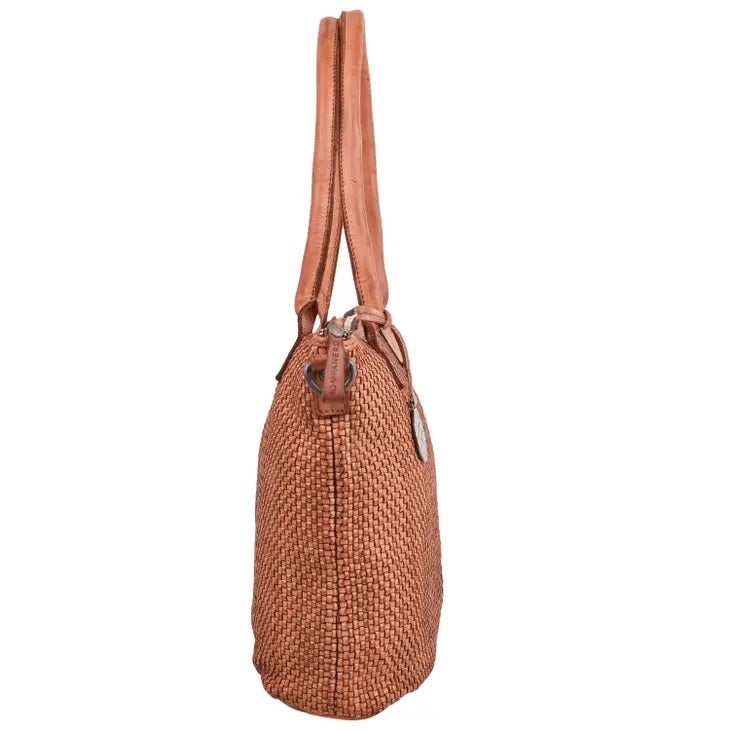 Kompanero Abia Woven Leather Handbag - Cognac